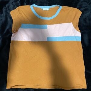 Roolee Colorblock Tee in Mustard, Blue, and Cream
